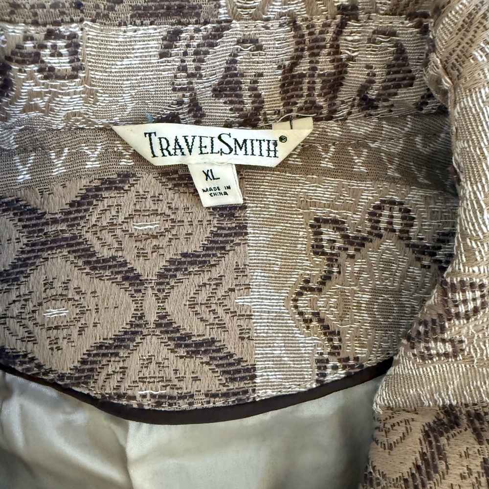 TravelSmith Neutral Patchwork Tapestry Blazer - image 3